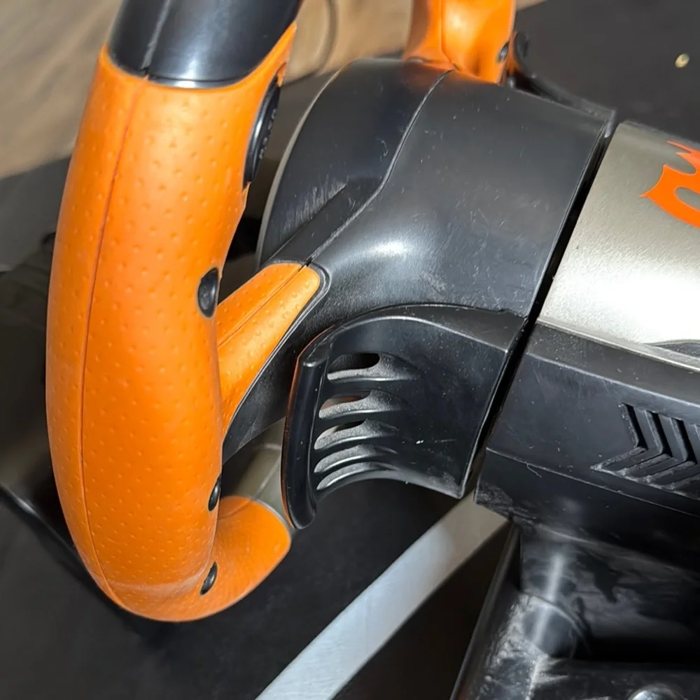 Orange and Black Racing Wheel with Pedals